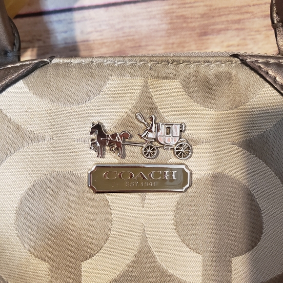 COACH Madison Sophia Dotted OP Art Silver Satchel - Picture 4 of 11